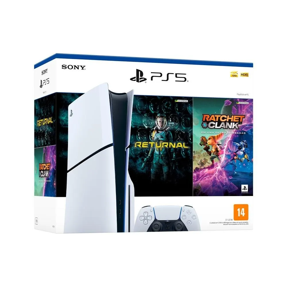 Console Playstation 5 Slim Sony, Ssd 1tb, Com Controle Sem Fio Dualsense, Branco + 2 Jogos - 1000038899